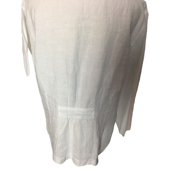 Russ Berens Size Large Top White Long Sleeve Lagenlook Minimalist Linen - Picture 5 of 6